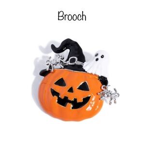 Halloween Pumpkin and Ghost Brooch
